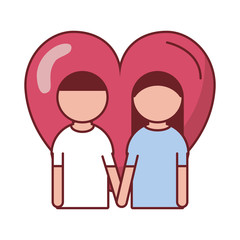 happy valentines day lovers couple with heart