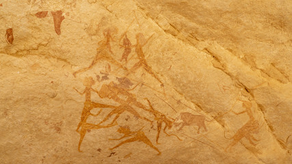 Ancient rock art in Sahara Desert