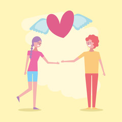 valentines day celebration with lovers and heart flying