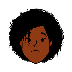 afro young woman head avatar character