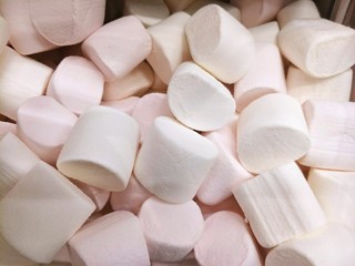 Fototapeta na wymiar Top view of marshmallow as background, Ready to eat