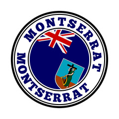 Montserrat sign. Round country logo with flag of Montserrat. Vector illustration.