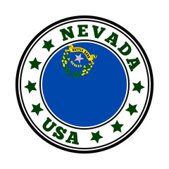 Nevada sign with state logo and flag. Vector illustration of a travel symbol.