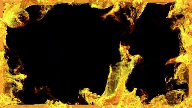 Burning looped fire frame on a transparent background. Good for decoration. Easy to use, just place the clip over your footage. Ideal for visual effects and motion graphics.