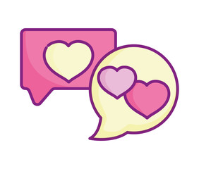 happy valentines day, speech bubbles hearts love romantic decoration
