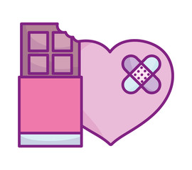 happy valentines day, sweet chocolate bar and sad heart love