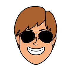 young man head with sunglasses character