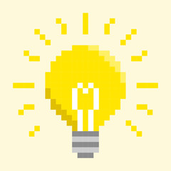 Light Bulb Pixel Art Concept.