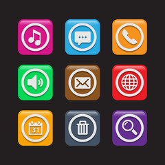 Vector illustration of apps icon set over linen texture.