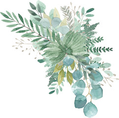 watercolor foliage greenery branch abstract floral green blue eucalyptus