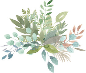 watercolor foliage greenery branch abstract floral green blue eucalyptus