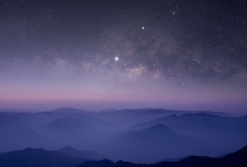 Observers at night have stars, milky way and galaxies filled the dark sky.