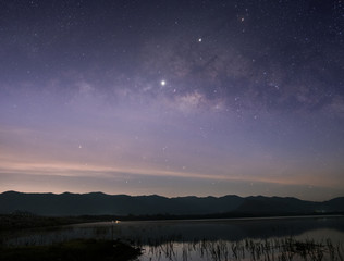 Observers at night have stars, milky way and galaxies filled the dark sky.