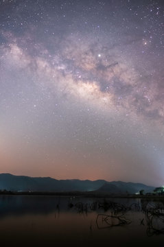 Observers at night have stars, milky way and galaxies filled the dark sky. © Anon
