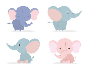 Cute elephants cartoons vector design
