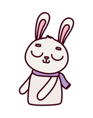 cute rabbit with scarf cartoon character icon