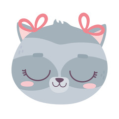 cute animal face female raccoon cartoon character