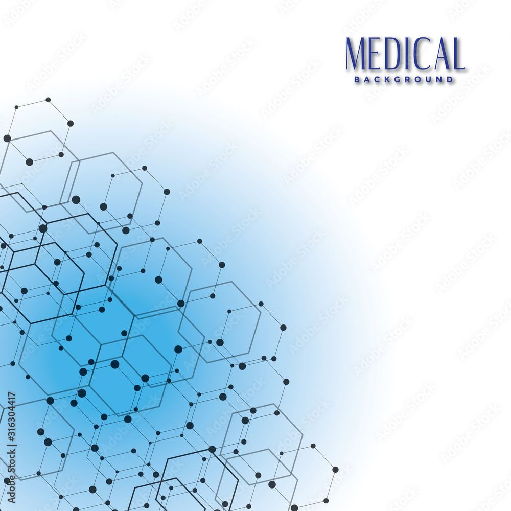 Poster abstract science background with hexagons and molecules 03