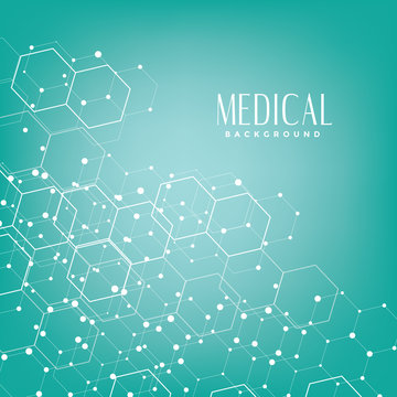 Abstract science background with hexagons and molecules