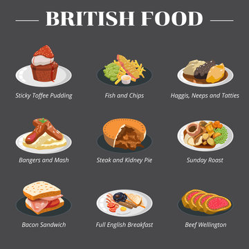 British english food vector set collection graphic clipart design