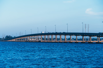 Fototapeta na wymiar Bridge over the peace river at Punta Gorda and Port Charlotte