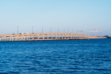 Fototapeta na wymiar Bridge over the peace river at Punta Gorda and Port Charlotte