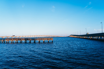 Obraz premium Port Charlotte harbor and Punta Gorda in peace river bridge