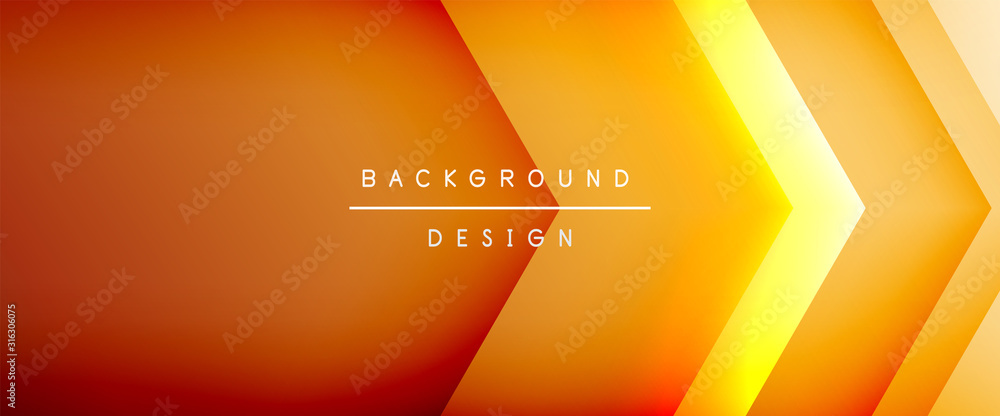 Fototapete arrow lines, technology digital template with shadows and lights on gradient background. trendy simp
