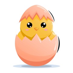 Fototapeta premium cute hatched chicken eggs mascot premium vector