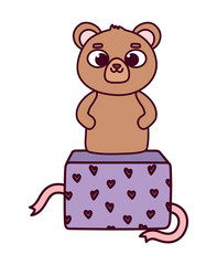 happy valentines day, cute bear on gift box hearts love decoration