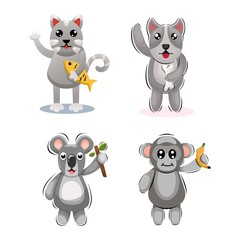 Cute animal with food mascot vector