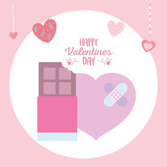 happy valentines day, sweet chocolate bar and sad heart love