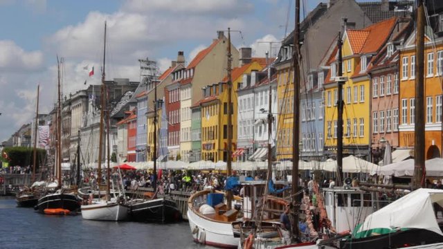 Incredible View of the Colorful Buildings of Nyhavn in Copenhagen, Denmark