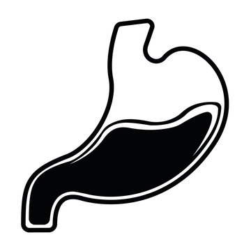 Stomach Concept Icon and Label. Health Research Symbol, Icon and Badge. Simple Black Vector illustration
