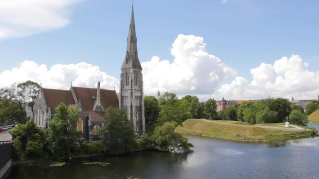 St Albans Anglican Church in Copenhagen, Denmark - Surrounded by Water