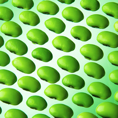Edamame green soybeans on green background.Top view.