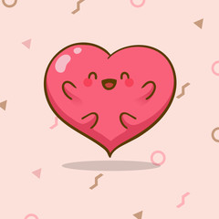 Cute heart character design for poster or greeting card