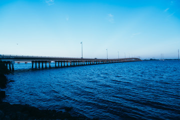 Obraz premium Port Charlotte harbor and Punta Gorda in peace river bridge