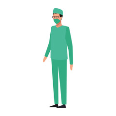 medical doctor man standing, flat design