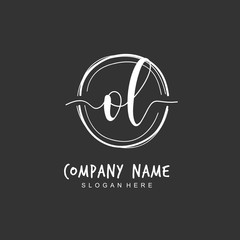 Handwritten initial letter O L OL for identity and logo. Vector logo template with handwriting and signature style.