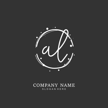 Handwritten initial letter A L AL for identity and logo. Vector logo template with handwriting and signature style.
