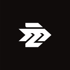 Initial letter EM or ME logo template with arrow symbol in flat design monogram illustration