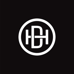 Initial letter HD or DH logo template with circle and overlap heraldic symbol in flat design monogram illustration