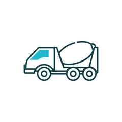 Isolated construction cement mixer truck vector design