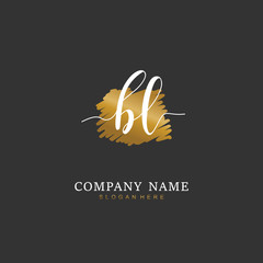  Handwritten initial letter B L BL for identity and logo. Vector logo template with handwriting and signature style.