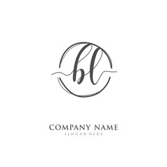  Handwritten initial letter B L BL for identity and logo. Vector logo template with handwriting and signature style.