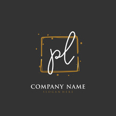 Handwritten initial letter P L PL for identity and logo. Vector logo template with handwriting and signature style.