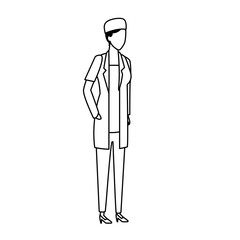 medical doctor woman standing, flat design