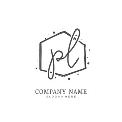 Handwritten initial letter P L PL for identity and logo. Vector logo template with handwriting and signature style.