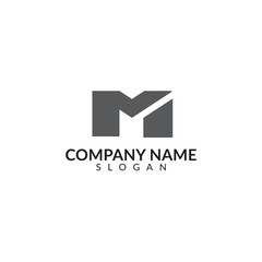 initials logo letter M with grey color vector design template